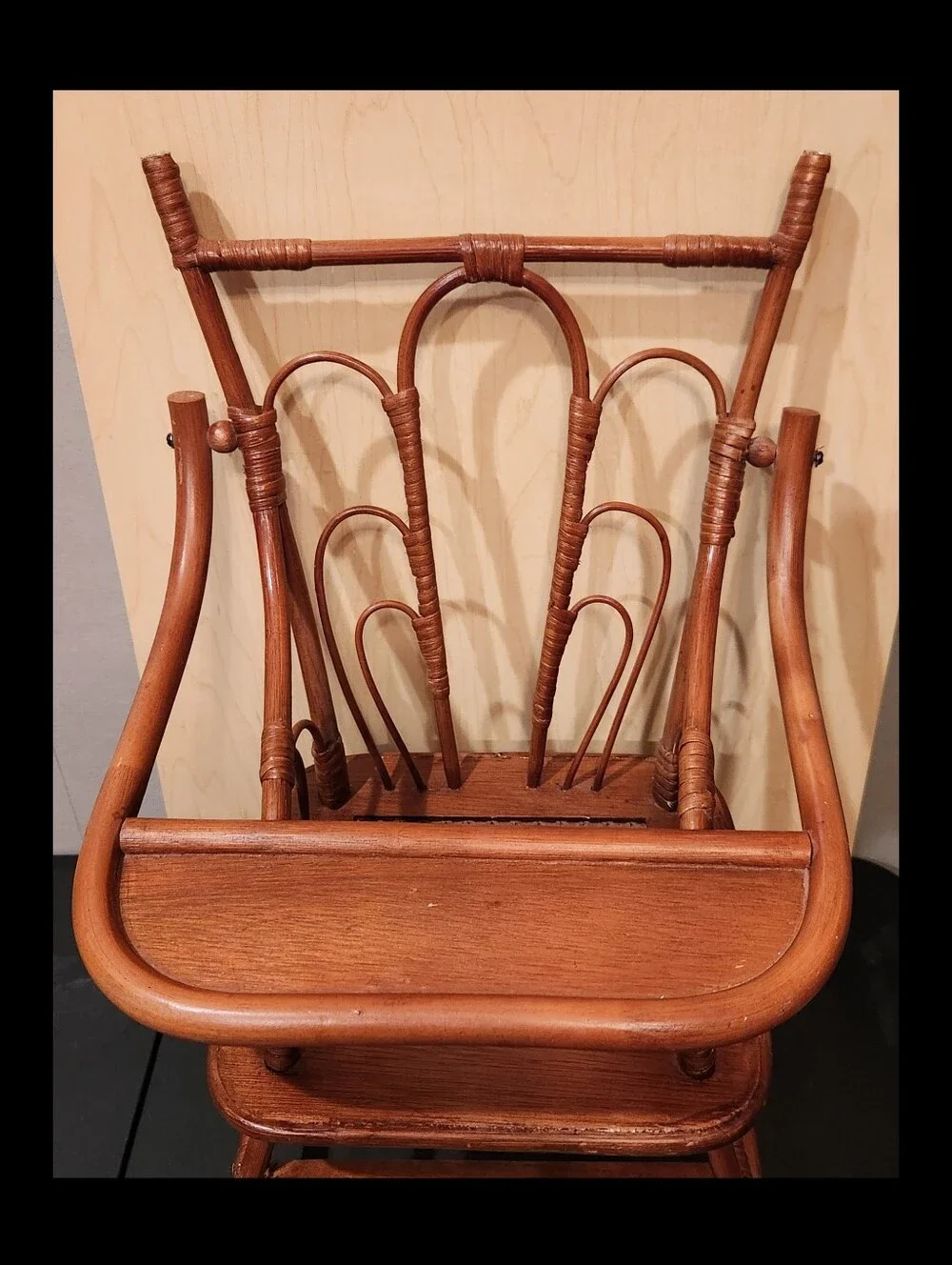 Vintage Wood Doll High Chair ~ Moveable Tray 20.5in Tall